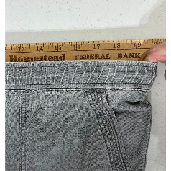 J By Joie Cropped Pants Size Large Gray Wash Wide Leg Linen Lyocell Drawstring - Picture 8 of 10